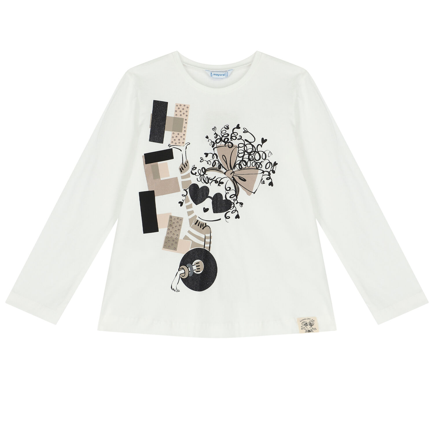 Girls White & Black Top & Leggings Set, 1, hi-res image number null